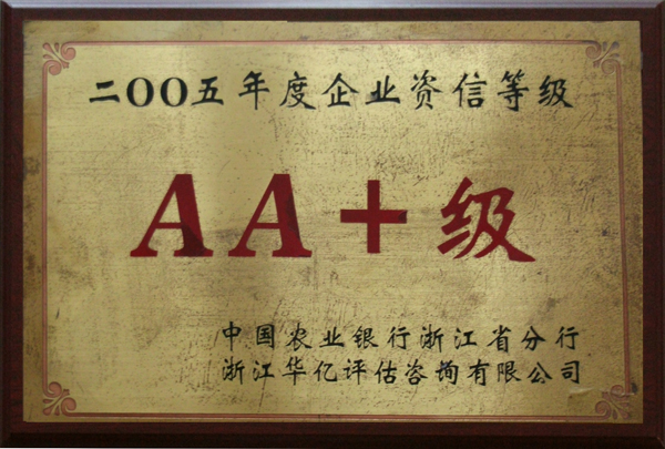 2005年企业资信等级AA+